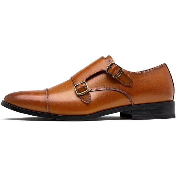 〽️Men\'s BrownJousen Dress Monk Strap Loafers Formal Business Wear Shoes main image 6